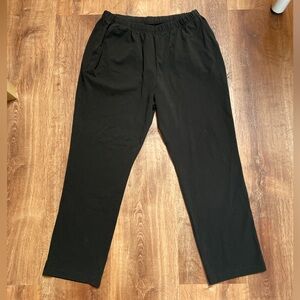 LL Bean Womens Perfect Fit Pants Size Large Petite Black Straight Leg Pull On